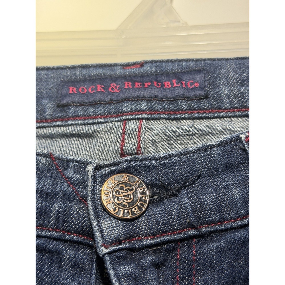 Rock & Republic Stella Jeans Womens 27 Straight Bootcut Dark Wash Pink R Y2K